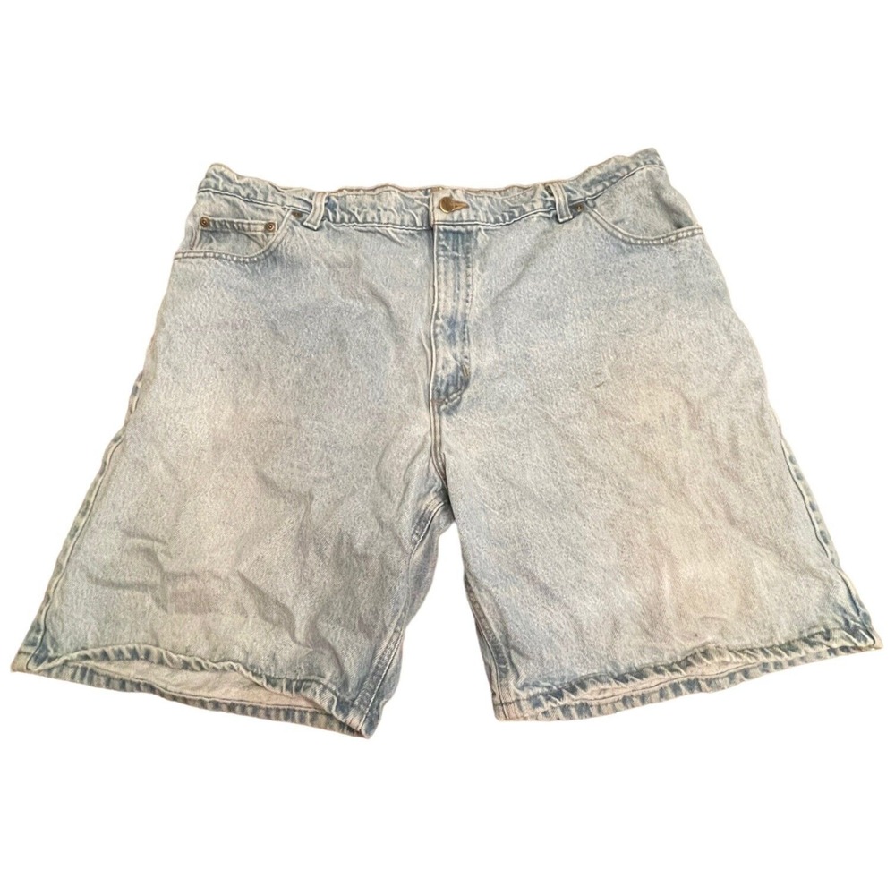 Vtg Carhartt‎ Mens Denim Work Shorts Sz 42 Light Wash Blue USA-Made B29 STW